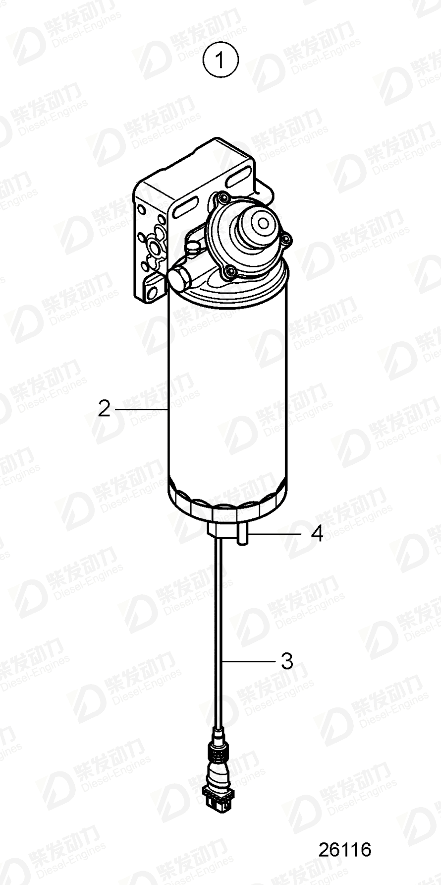 VOLVO Fuel filter 22254193 Drawing
